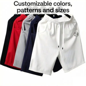 Men Minimal Circle Logo Knit Casual Shorts Elastic Drawstring Waist Relaxed Athletic Streetwear Shorts