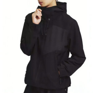 Unisex Geometric Color Block Softshell Hooded Jacket, Windproof Water Resistant Stretch Outdoor Hiking Jacket, Pre-Shrunk Low Shrink Functional Casual Windbreaker for Men Women Custom Logo