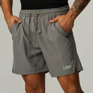 Men Quick Dry Workout Gym Shorts, Elastic Drawstring Waist Side Split Athletic Running Shorts with Zipper Pockets, Low Shrinkage Custom Logo Breathable Training Shorts ****