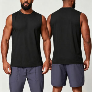 Men Crew Neck Sleeveless Tank Top, Loose Fit Workout Gym Muscle Shirt, Low Shrink Breathable Plain Athletic Vest Custom Logo Wholesale