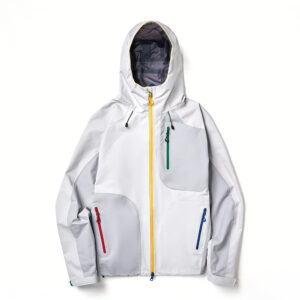 Unisex Color Block Hard Shell Hooded Jacket, 3-Layer Seam Taped Waterproof Windproof Breathable Outdoor Rain Jacket, Multi-Pocket Mountaineering Hiking Shell Coat Custom Logo