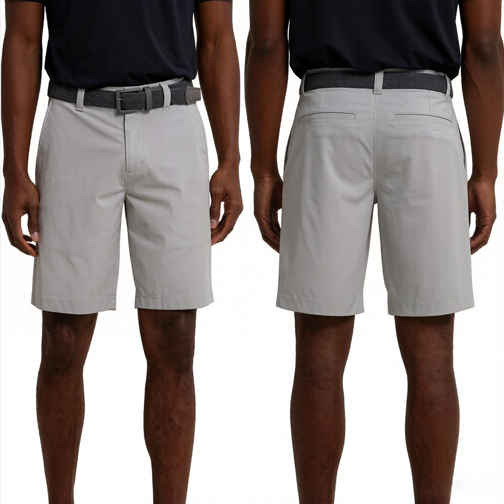 Men Flat Front Straight Fit Golf Chino Shorts, 9 Inch Inseam Quick Dry Stretch Woven Casual Walking Shorts, Low Shrink Smart Casual Dress Shorts Custom Embroidery Logo