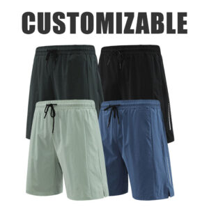 Men Quick Dry Athletic Running Shorts, Low Shrink Lightweight High Street Workout Shorts, Elastic Drawstring Waist Zipper Side Pockets Breathable Casual Shorts Custom Logo Wholesale