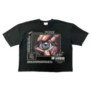 Men All-Seeing Eye FORE Sight Graphic Cropped Boxy T-Shirt, Expanding Consciousness Vintage Text Back Print Pre-Shrunk Low Shrink Heavy Cotton Streetwear Short Sleeve Tee
