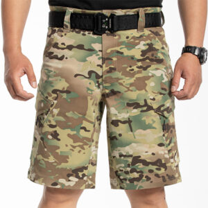 Men Low Shrink Quick Dry Tactical Cargo Shorts, Ripstop Multi Zipper Pockets Knee Length Outdoor Hiking Walking Casual Shorts
