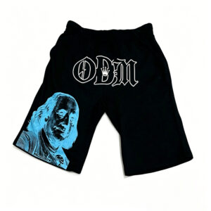 Men Low Shrink Franklin Portrait Graphic Print Sweat Shorts, Drawstring Elastic Waist Knee Length Hip Hop Streetwear Jersey Shorts Custom Logo ****