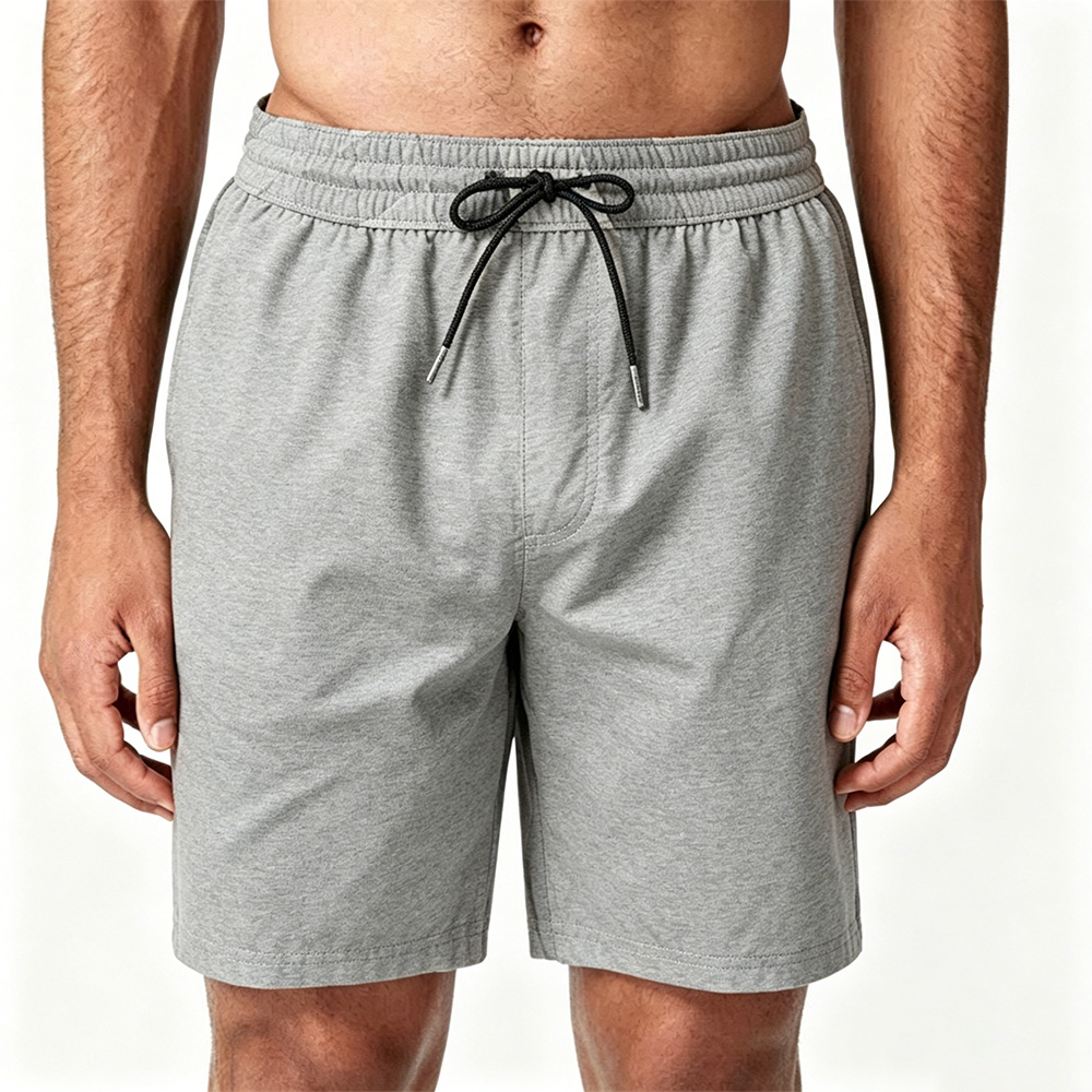 Men Solid Color Drawstring Sweat Shorts, Elastic Waist Casual Mid Length Knit Walking Workout Gym Everyday Basic Loose Athletic Shorts ****