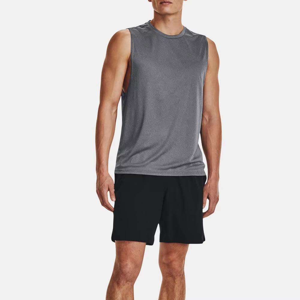 Men Crew Neck Sleeveless Workout Tank Top, Loose Fit Quick Dry Heather Athletic Muscle Shirt, Pre-Shrunk Low Shrink Breathable Gym Running Basketball Vest Custom Logo