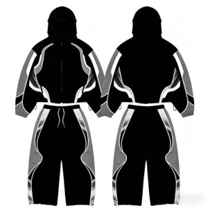 Racing Inspired Color Block Tracksuit 2 Piece Set, Low Shrink Cropped Zip Up Hooded Jacket & Baggy Jogger Pants, Streetwear Custom Logo Outfit ****