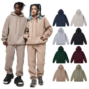Low‑Shrink Heavy Fleece Unisex Oversized Hoodie Set, Drop Shoulder Pullover Hooded Sweatshirt for Couple Streetwear