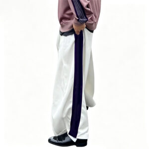 Low Shrink Side Stripe Butterfly Embroidered Wide Leg Track Pants, Elastic Waist Loose Baggy Trousers for Streetwear