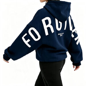 Low‑Shrink 300G 100% Cotton Cropped Hoodie, FORGIVEN Big Back Print Oversized Drop Shoulder Streetwear Hooded Sweatshirt