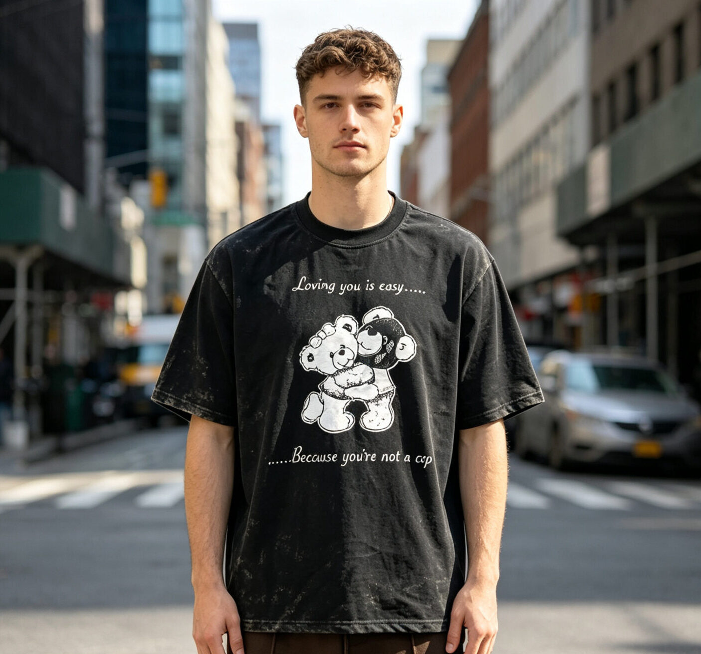 Oversized Back BR Logo Vintage Record Label T-Shirt, Pre-Shrunk Heavy Cotton 1990 Retro Letter Print Crew Neck Tee, Low Shrinkage Streetwear Casual Tee Custom Logo Bulk Wholesale